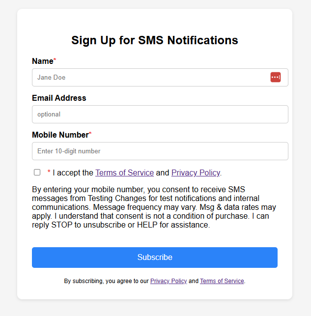 Opt-In Form Preview